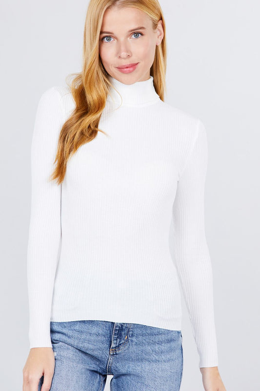 Turtle Neck Viscose Rib Sweater