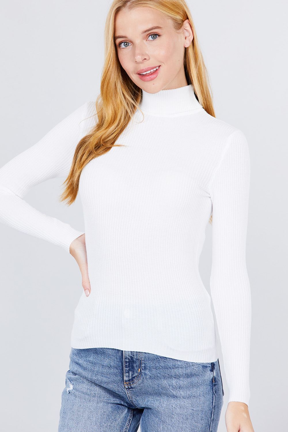 Turtle Neck Viscose Rib Sweater