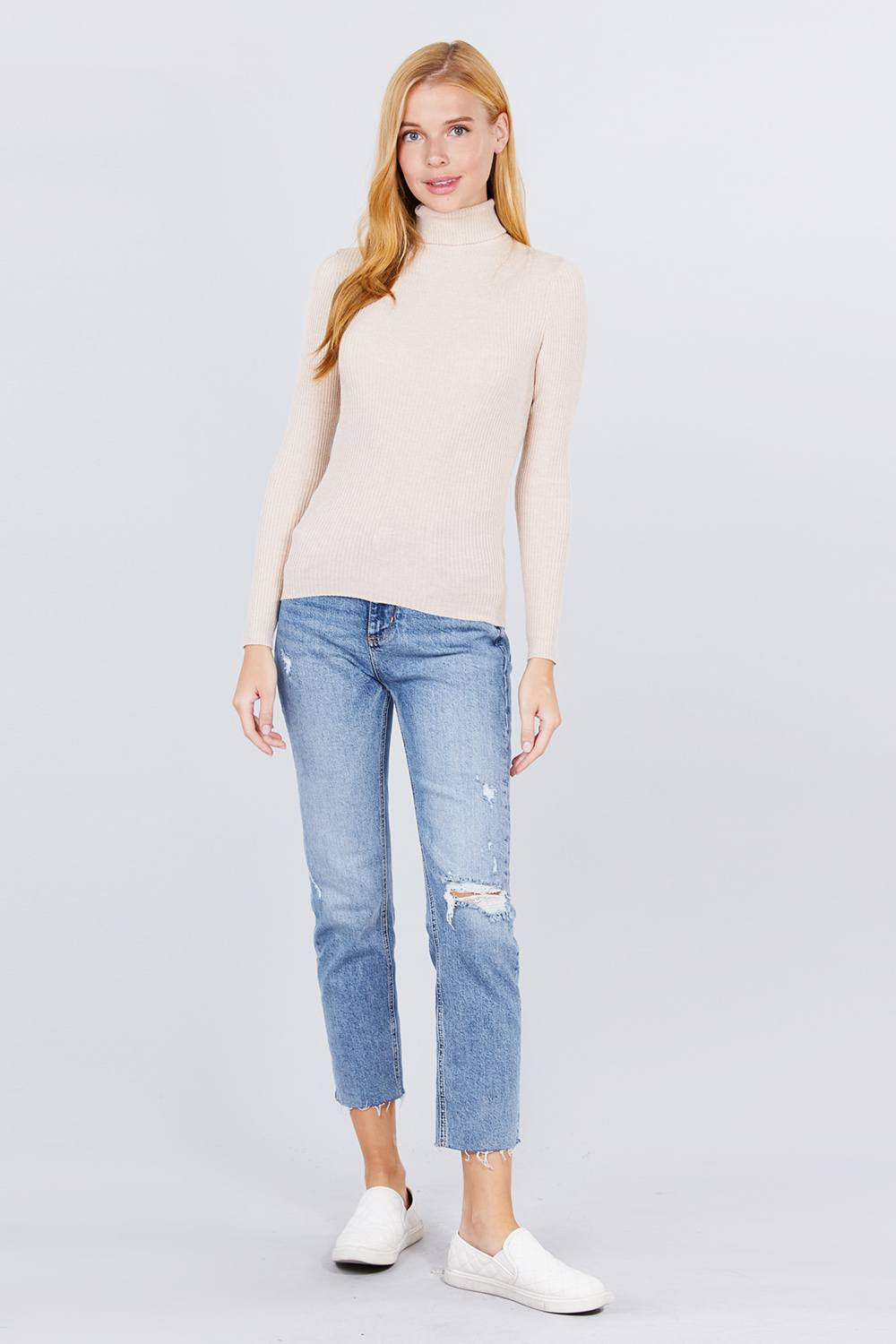 Turtle Neck Viscose Rib Sweater