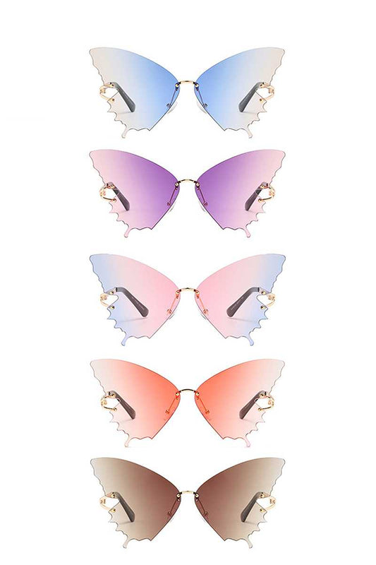 Chic Cool Colored Butterfly Design Sunglasses