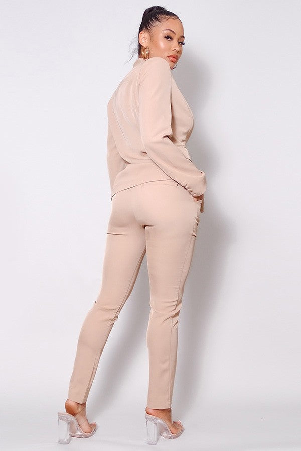 One Button Blazer Jacket & Tapered Trouser Set