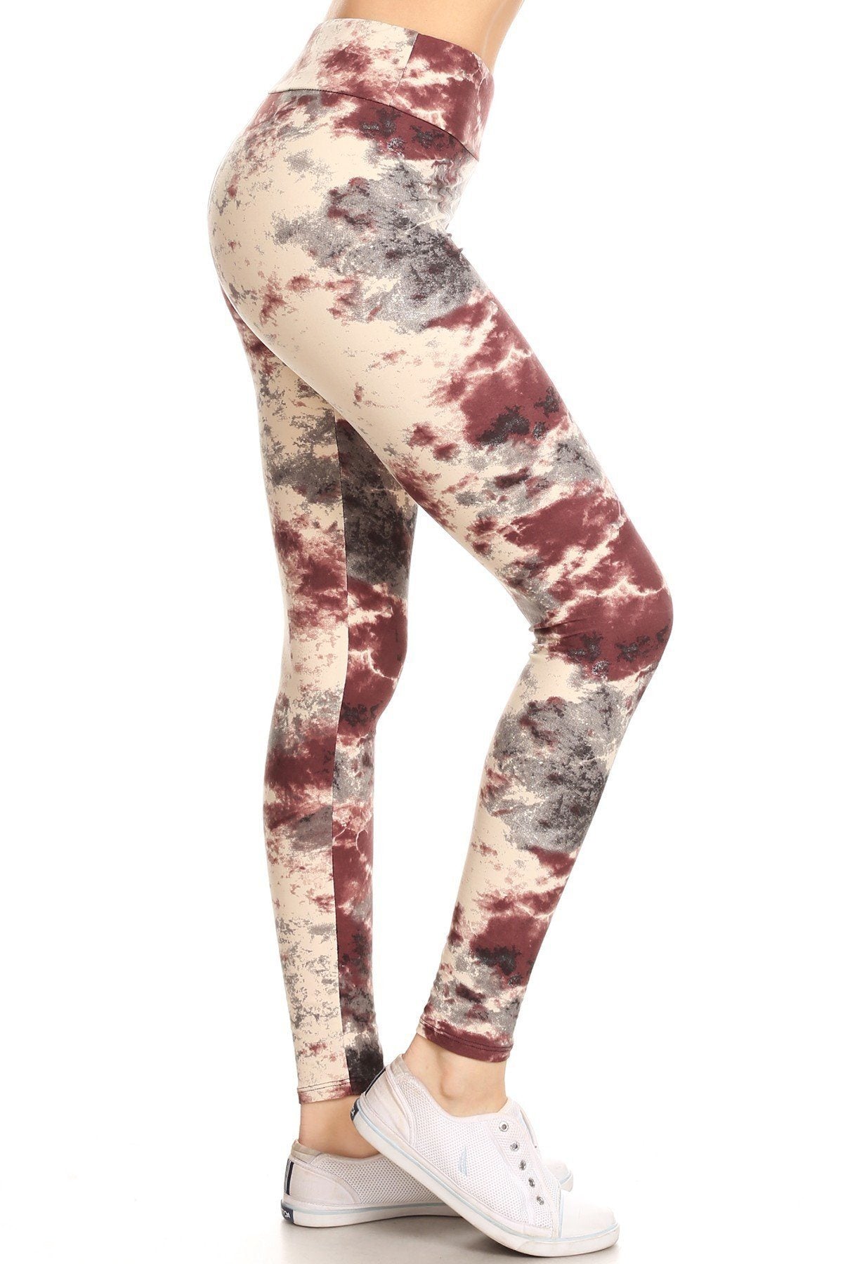 Yoga Style Banded Lined Tie Dye Print, Full Length Leggings In A Slim Fitting