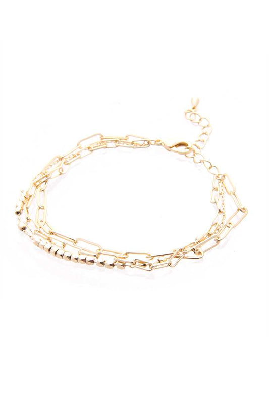 3 Layered Multi Metal Chain Bracelet