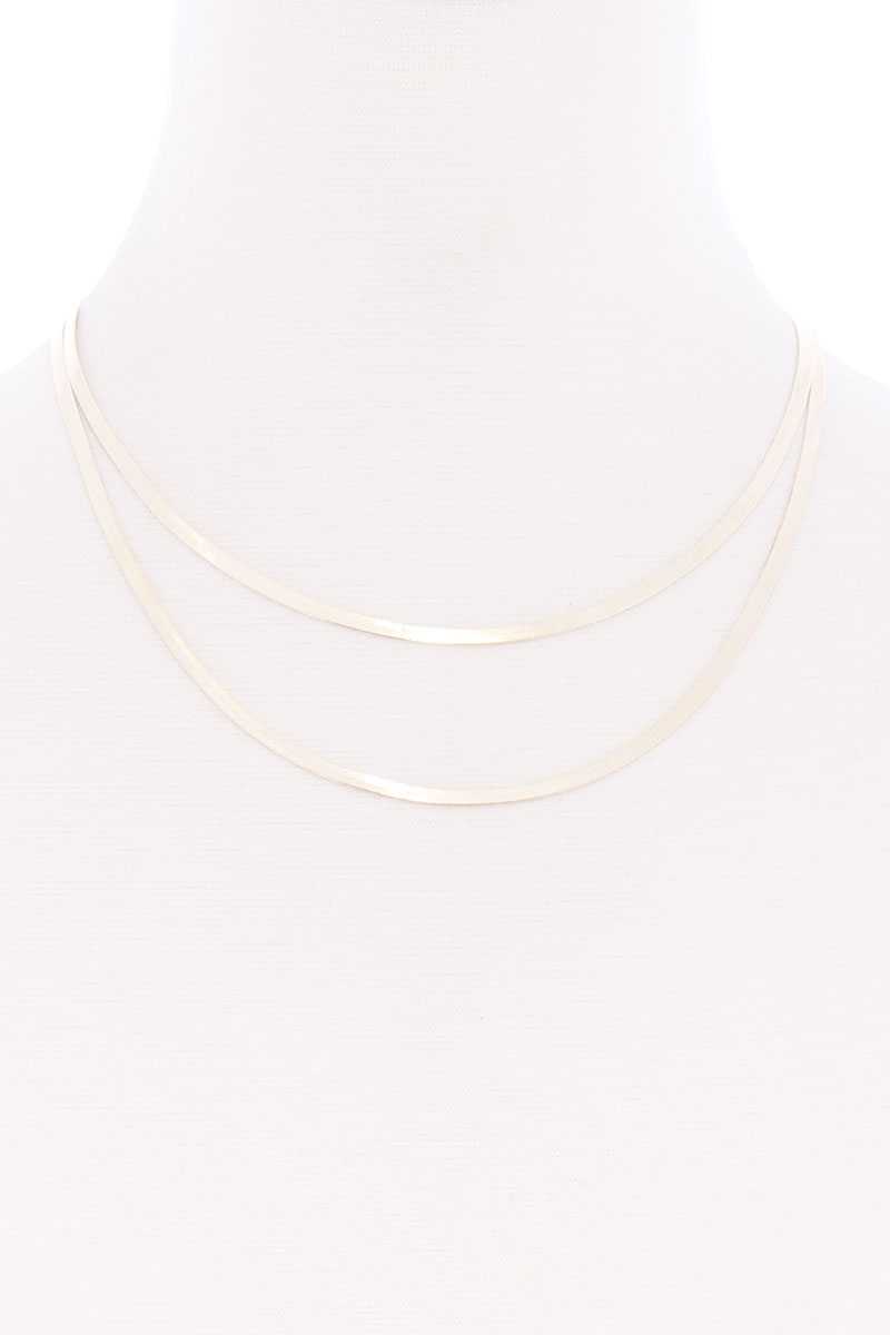 Sodajo 2 Layered Herringbone Metal Chain Necklace
