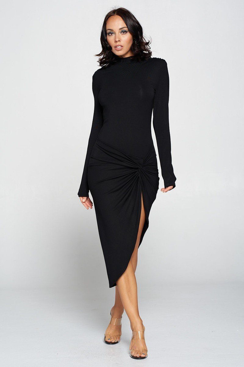 Long Sleeve Bodycon Knott Dress