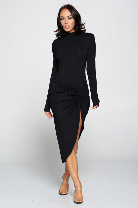 Long Sleeve Bodycon Knott Dress