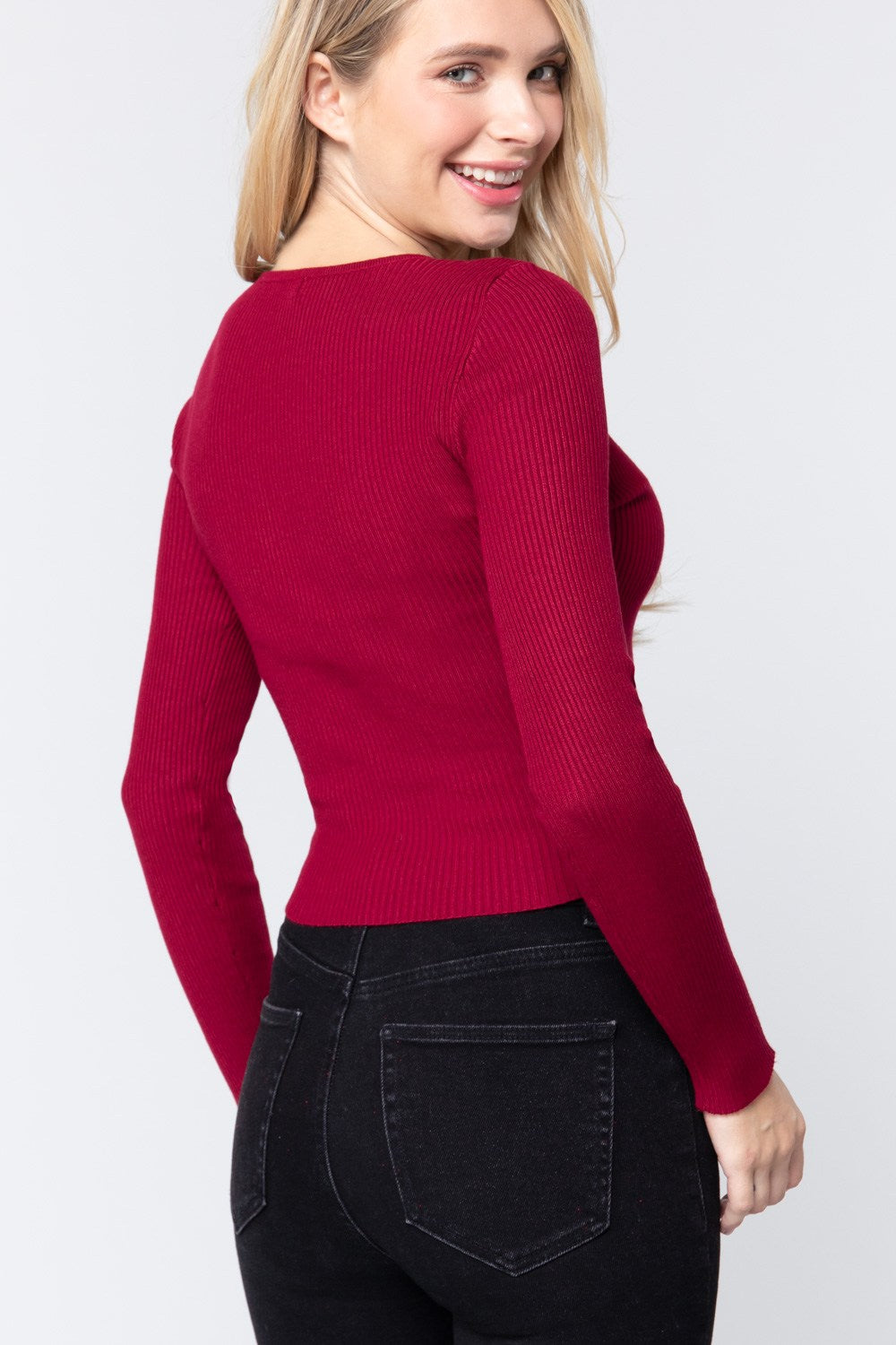 Snap Button Detail Sweater Top