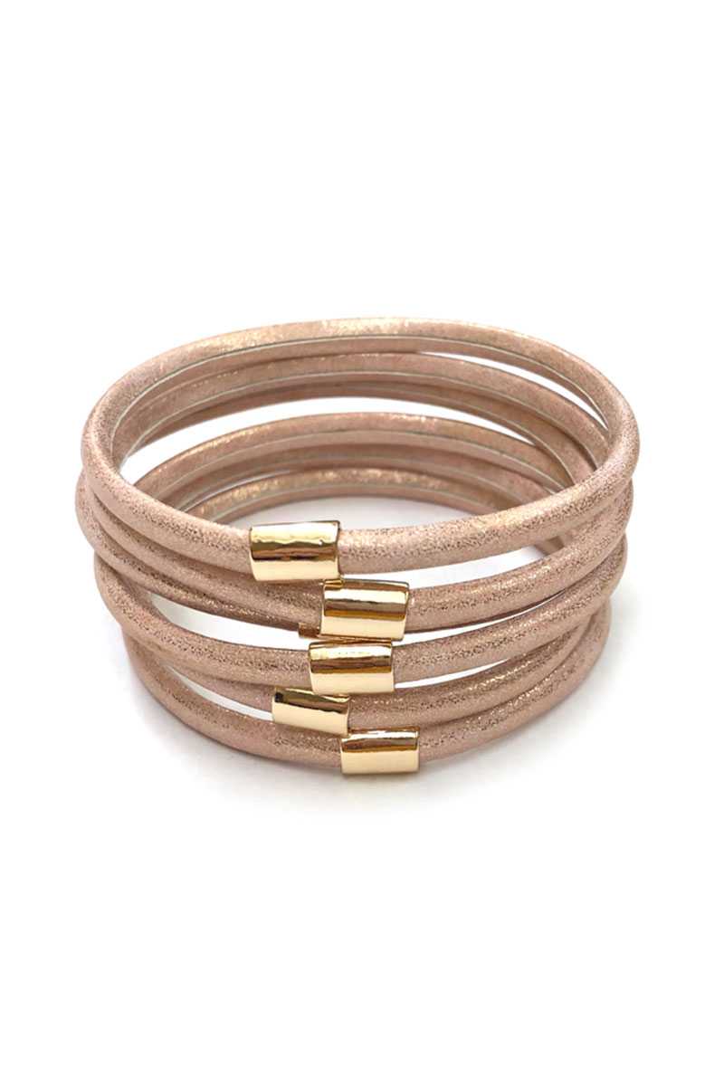 Multi Faux Leather Bangle Bracelet