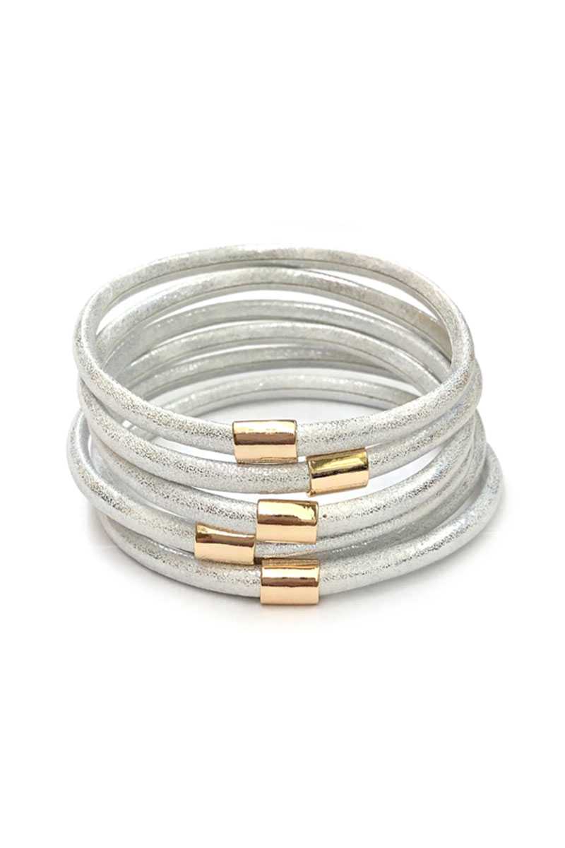 Multi Faux Leather Bangle Bracelet
