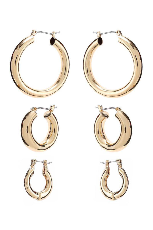 Basic Mini Hoop Earring 3 Pair Set