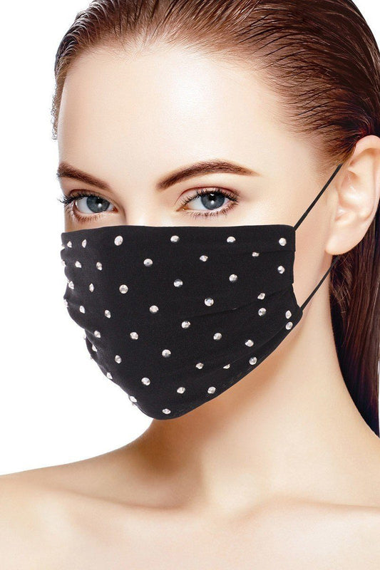 3d Shiny Silver Metal Studs Rhinestone Jersey Fashion Face Mask