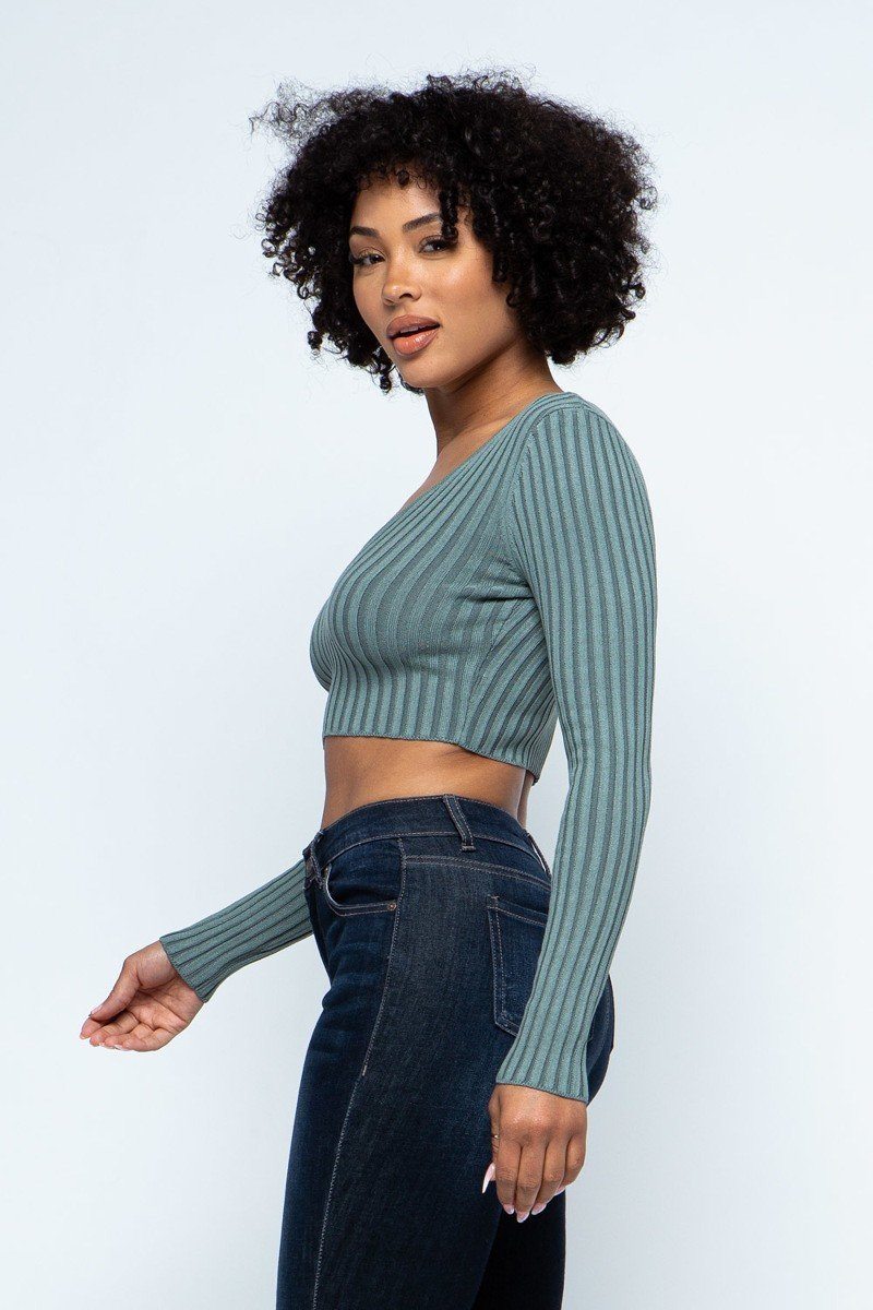 Long Sleeve V-neck Drop Top