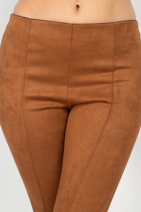 Skinny Fit Suede Pants