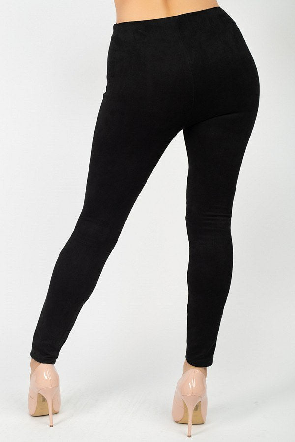 Skinny Fit Suede Pants