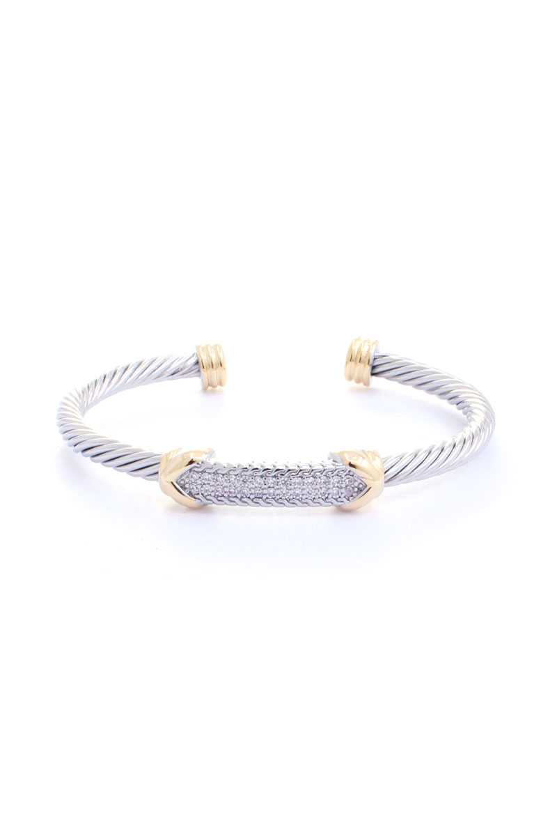 Metal C.z. Stone Cable Bracelet