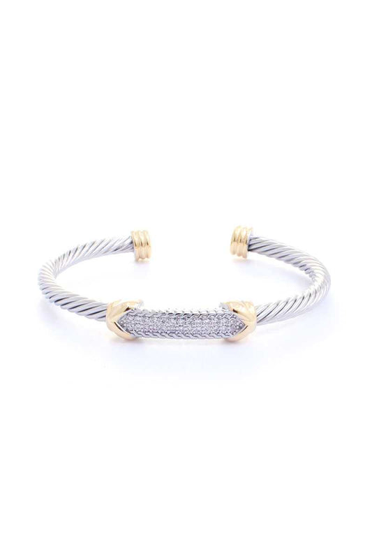 Metal C.z. Stone Cable Bracelet