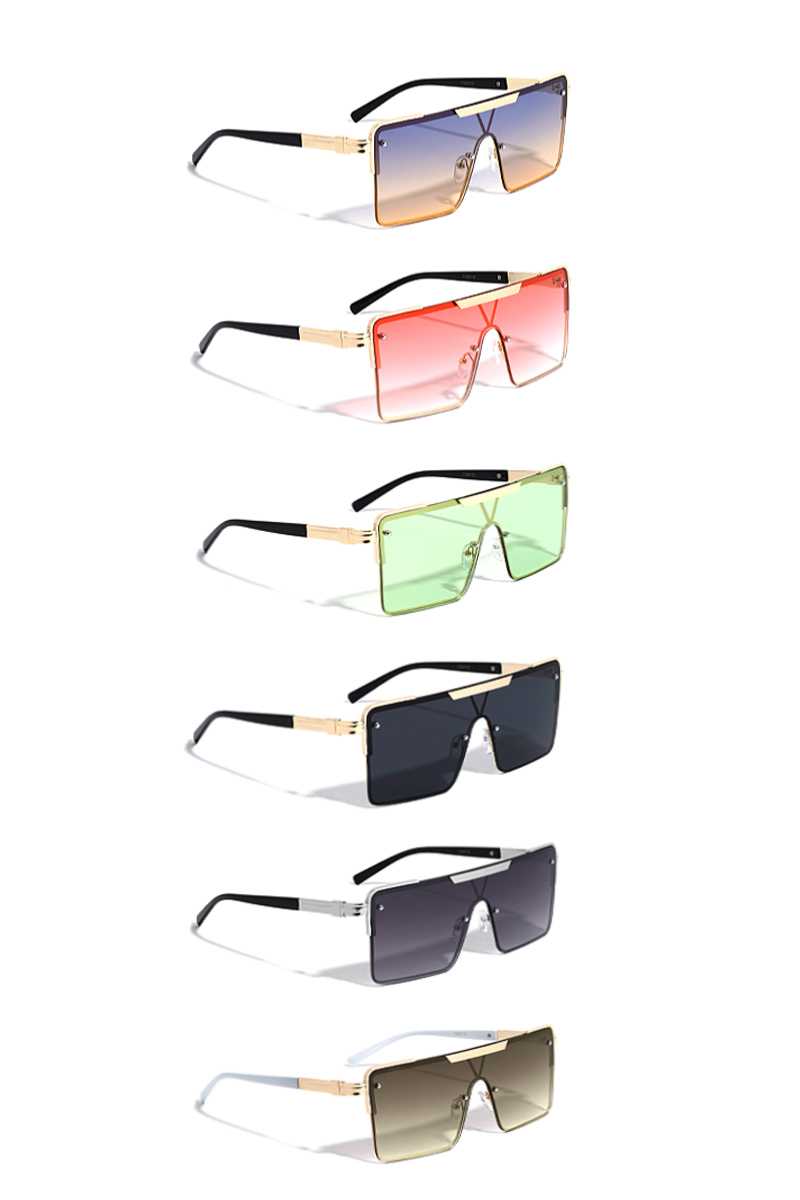 Cool Metal Rectangle Shield Sunglasses