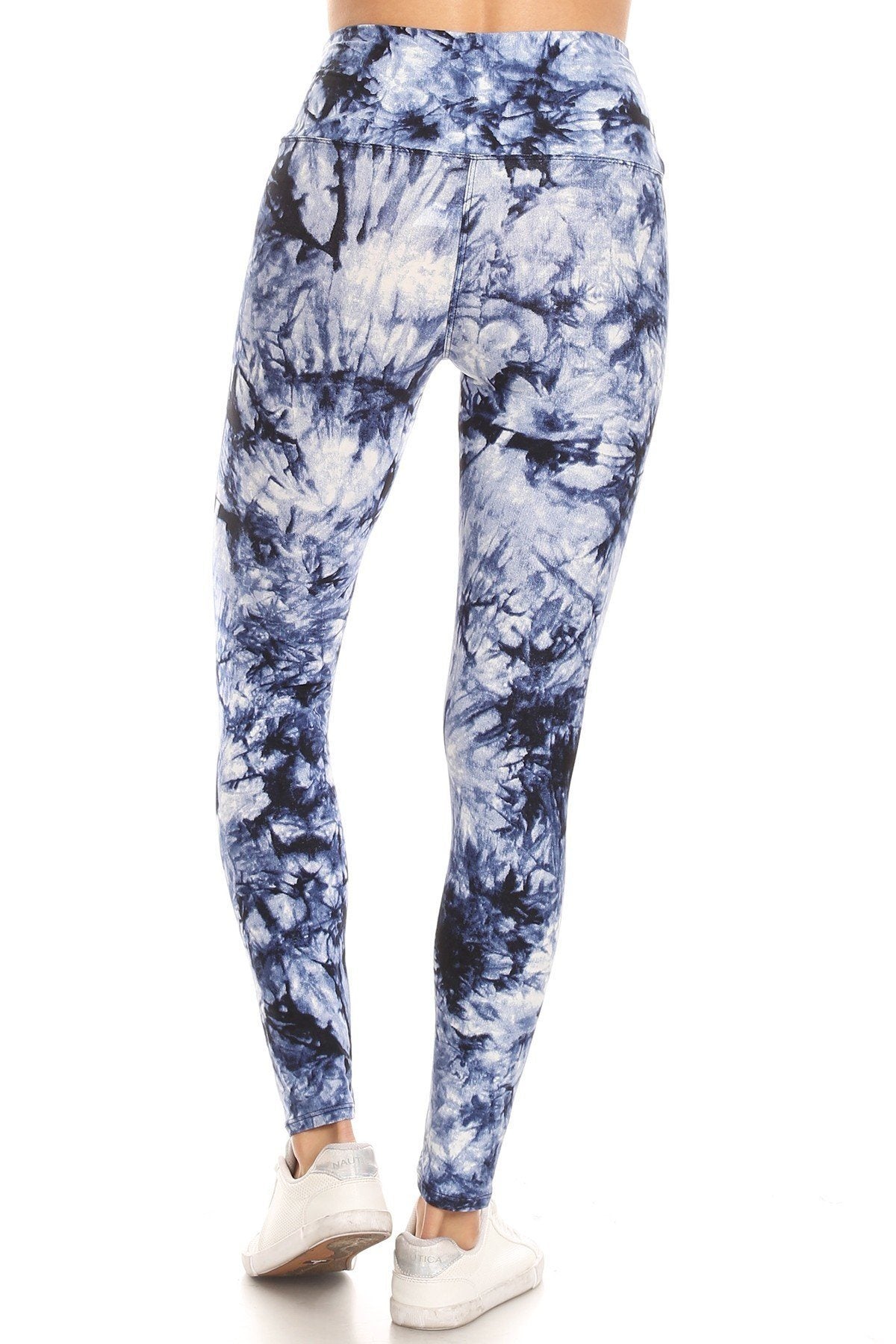 5-inch Long Yoga Style Banded Lined Tie Dye Printed Knit Legging With High Waist