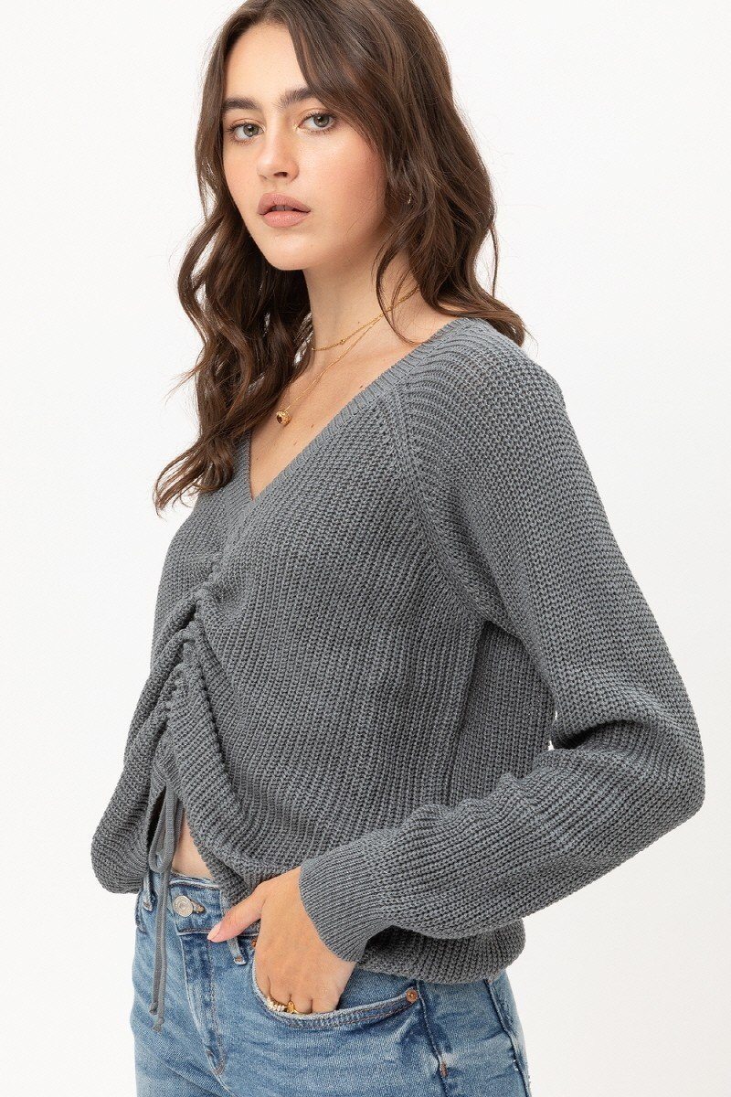 Long Sleeves, Tied Up, Ruched Detail