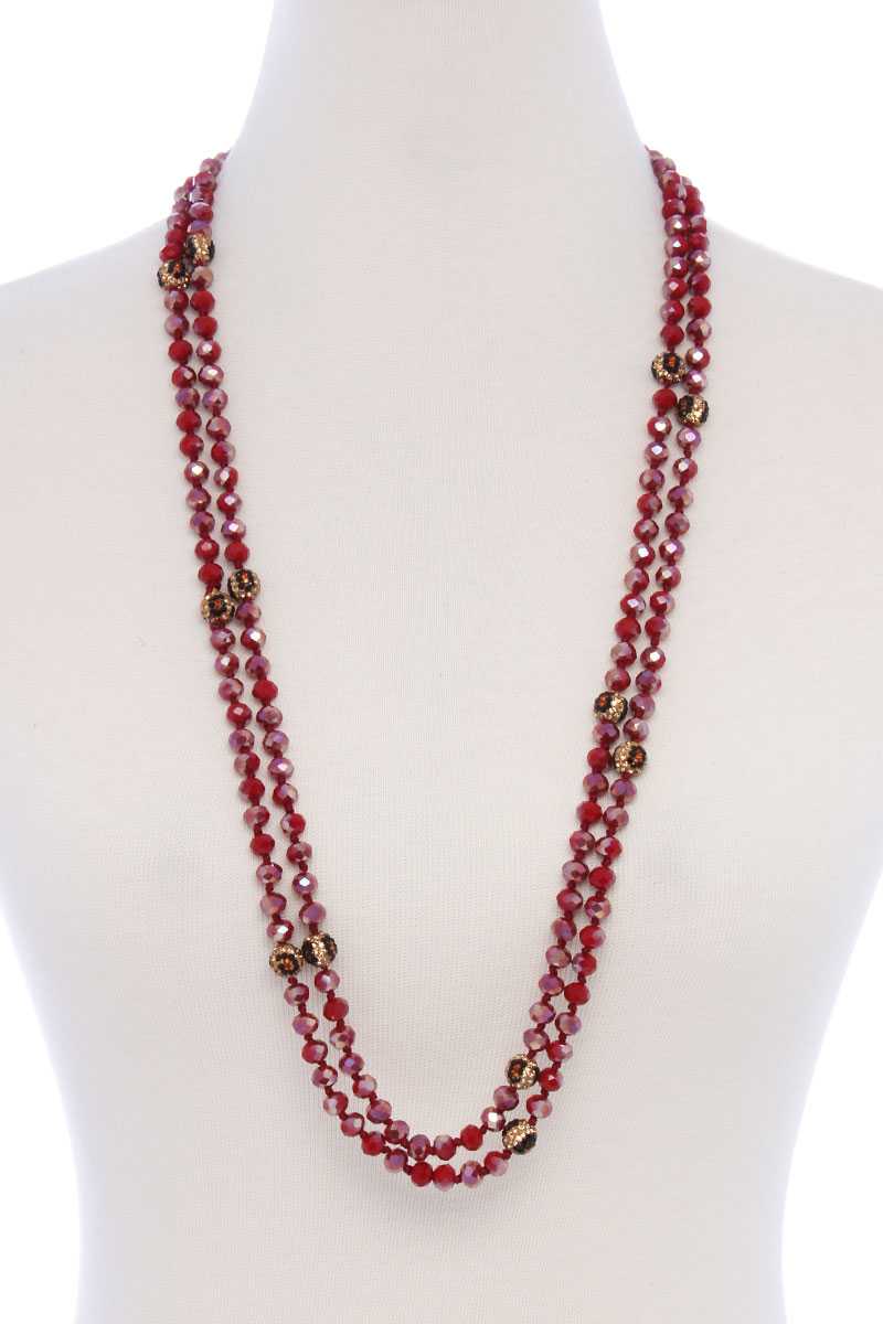Glass Bead 2 Layered Long Necklace
