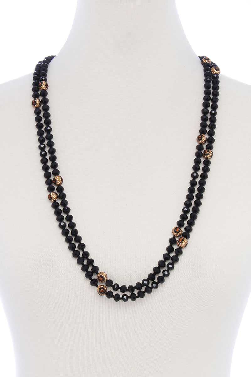 Glass Bead 2 Layered Long Necklace