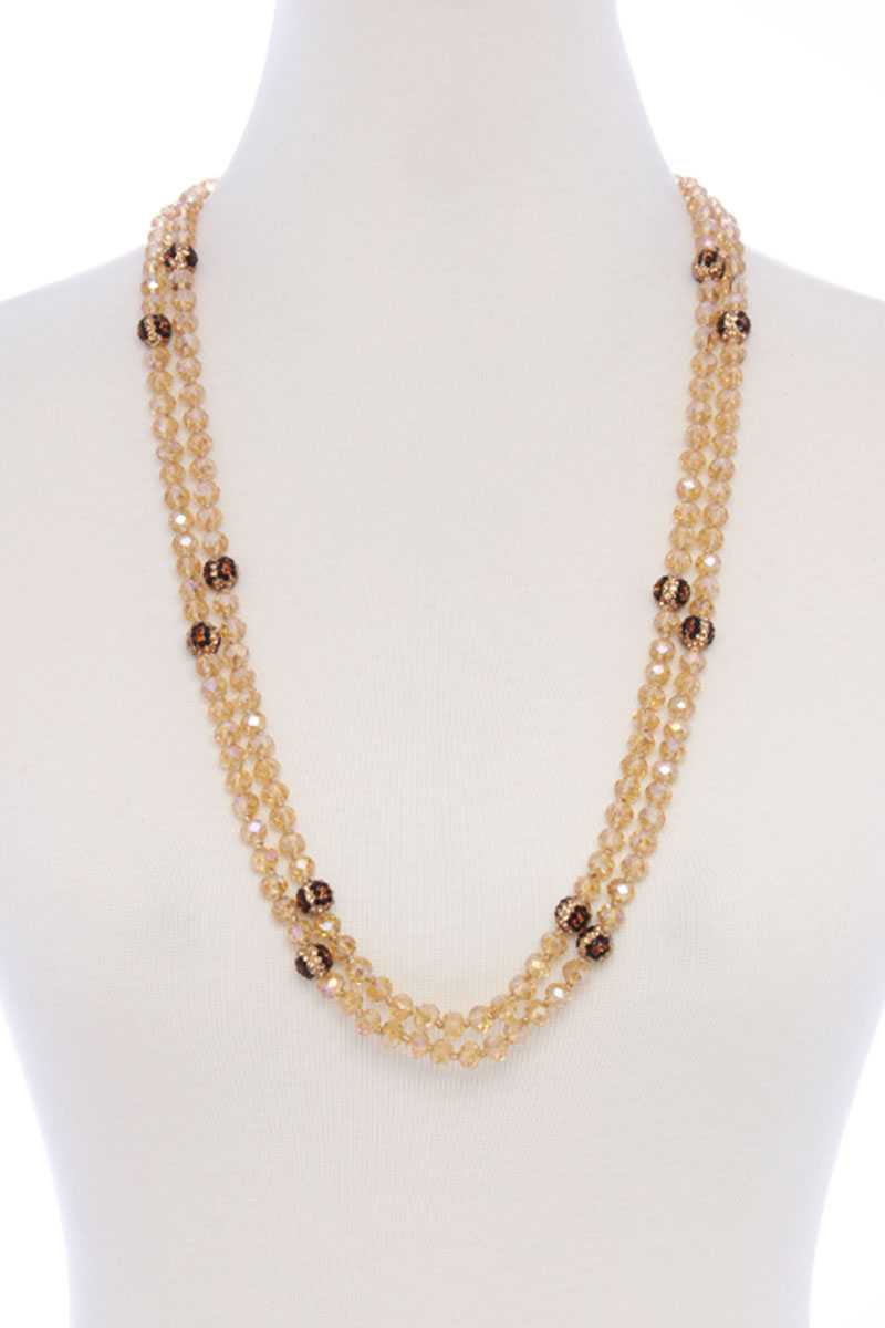 Glass Bead 2 Layered Long Necklace