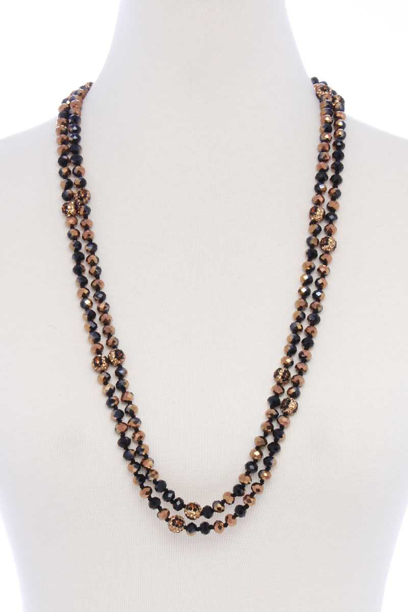 Glass Bead 2 Layered Long Necklace