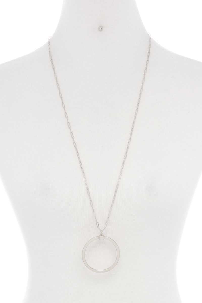 Metal Round Ring Pendant Necklace