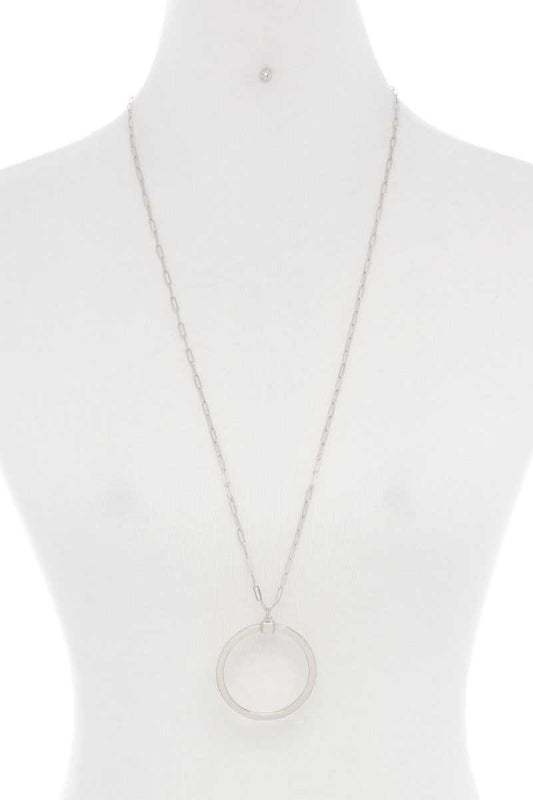 Metal Round Ring Pendant Necklace
