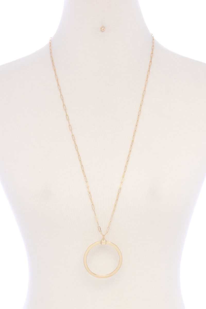 Metal Round Ring Pendant Necklace