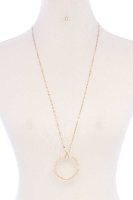 Metal Round Ring Pendant Necklace