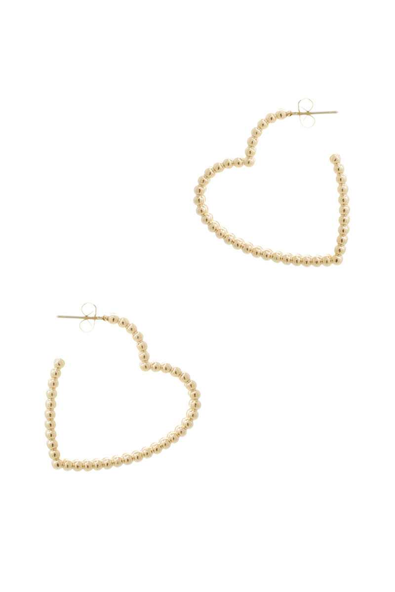 Metal Ball Line Heart Earring