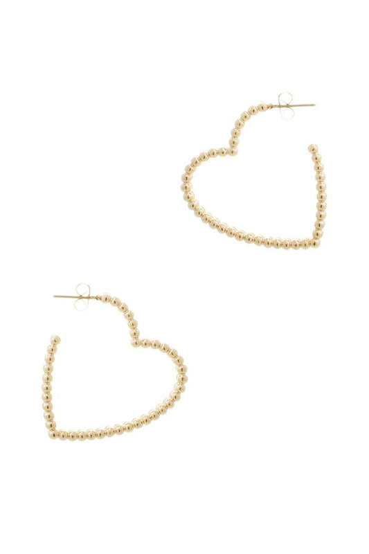 Metal Ball Line Heart Earring