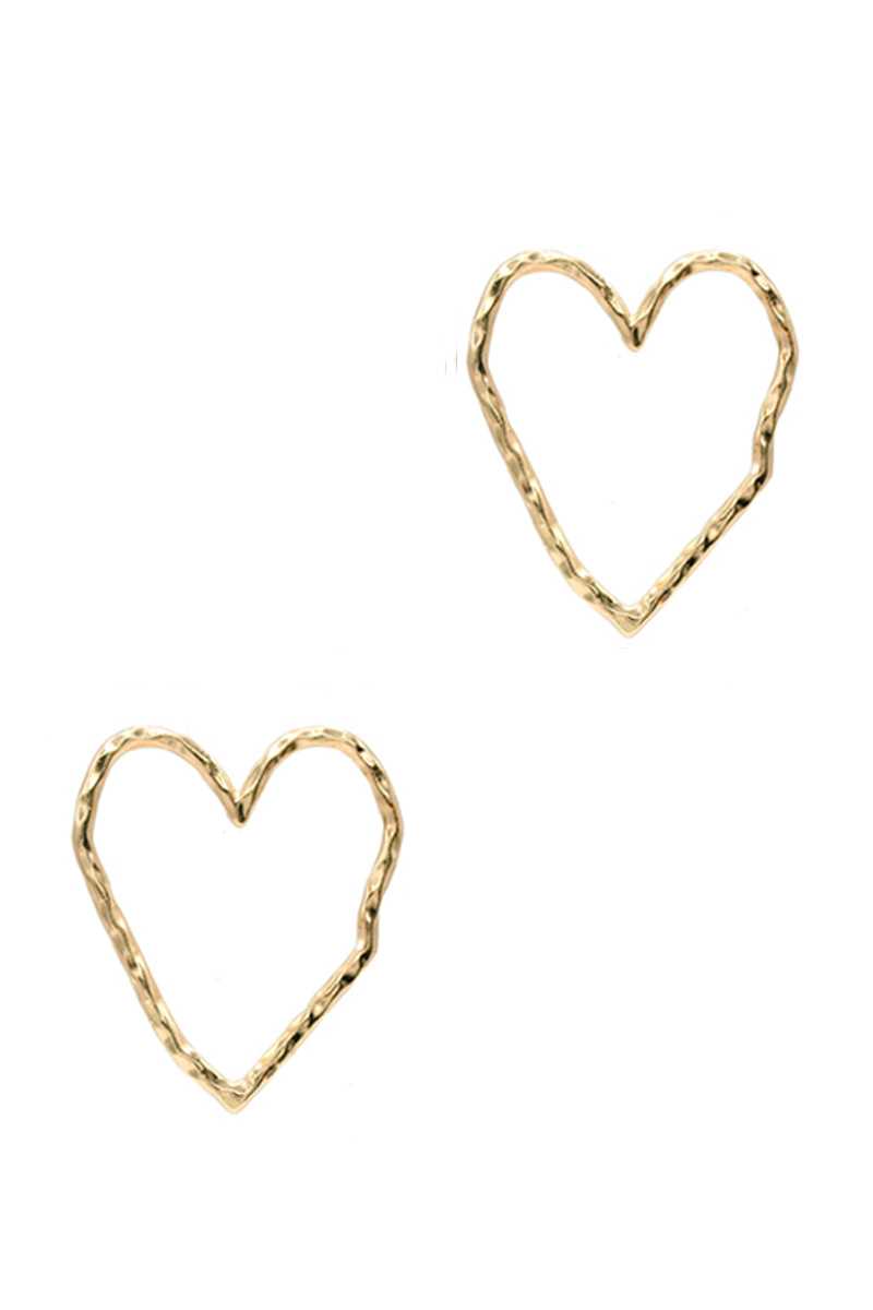 Rough Metal Heart Stud Earring