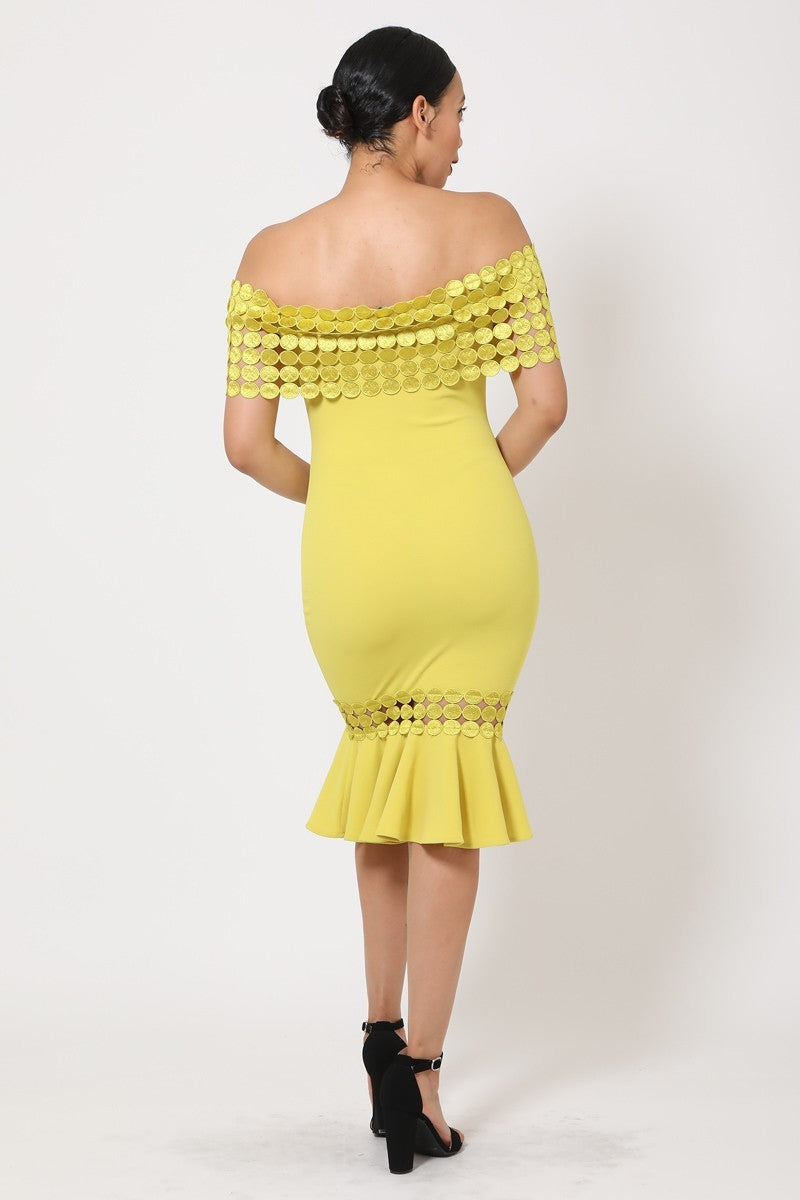 Off Shoulder Crochet Band Fashion Dress
