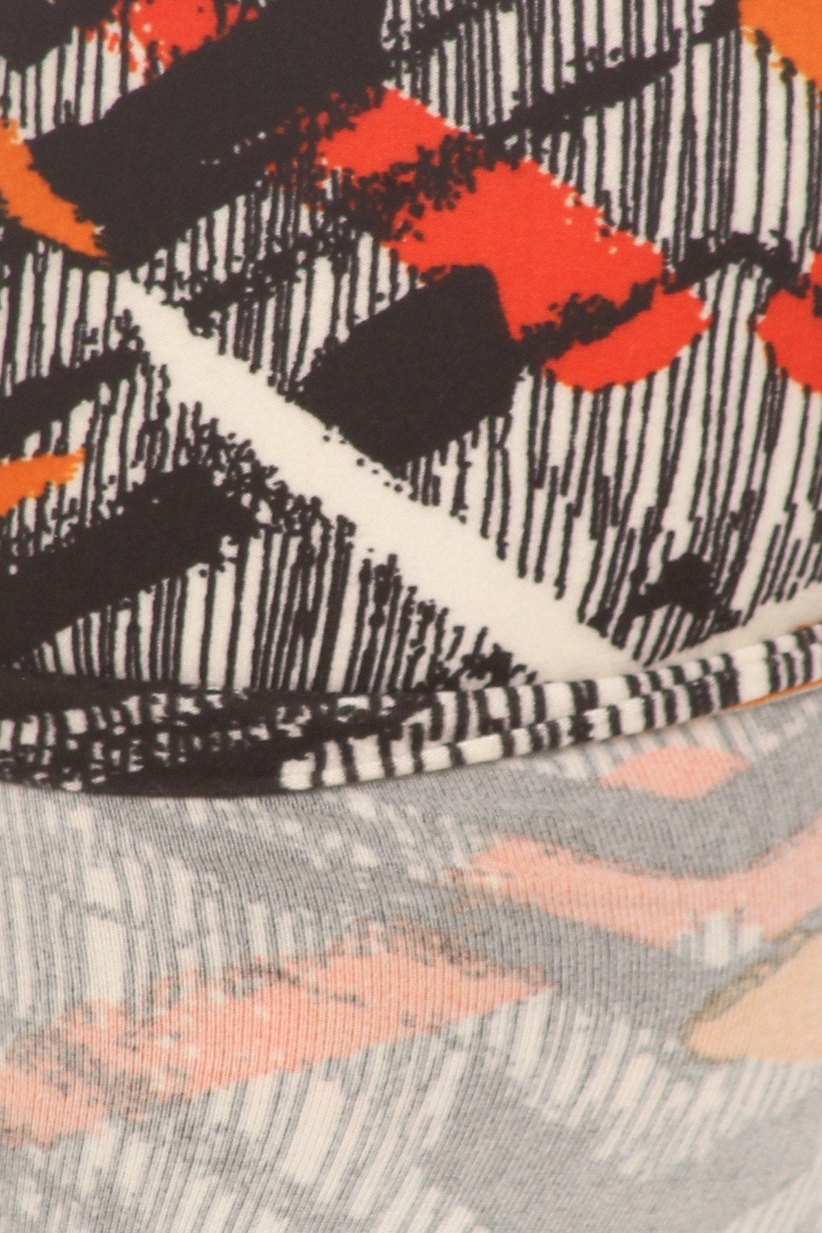 Plus Size Abstract Print, Full Length Leggings In A Slim Fitting Style With A Banded High Waist