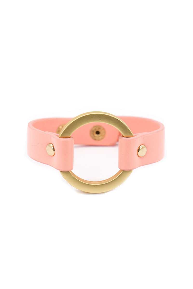 Faux Leather Round Ring Bracelet