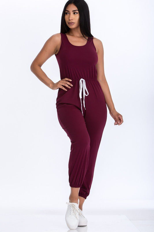 Elasticized Waist Jogger Jumpsuit