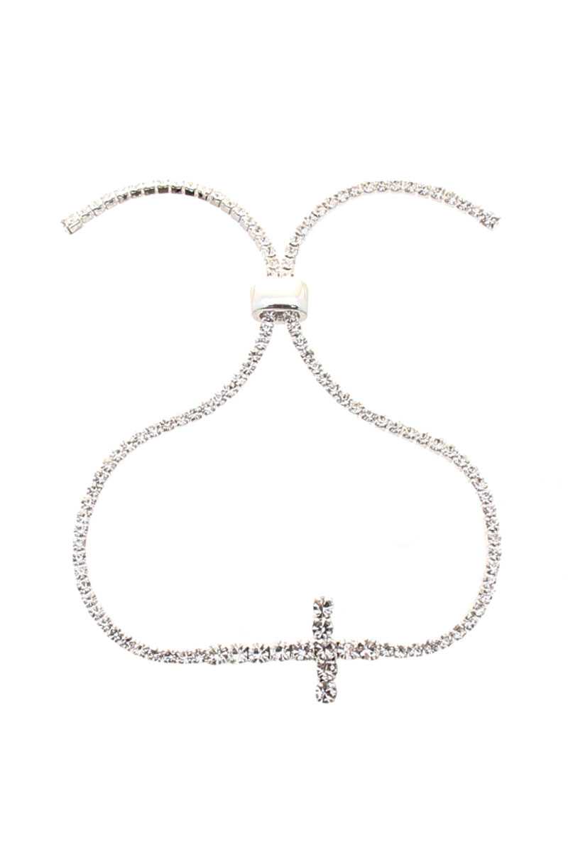 Rhinestone Cross Adjust Bracelet