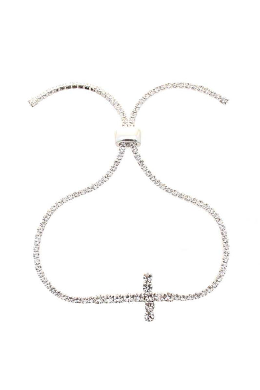 Rhinestone Cross Adjust Bracelet