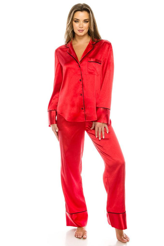 4 Pc Satin  Pj Set