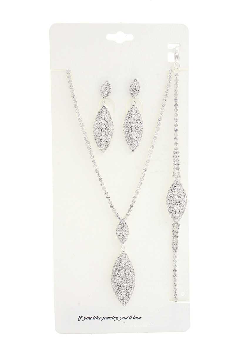 Elegant Marquise Rhinestone Bracelet Necklace Set