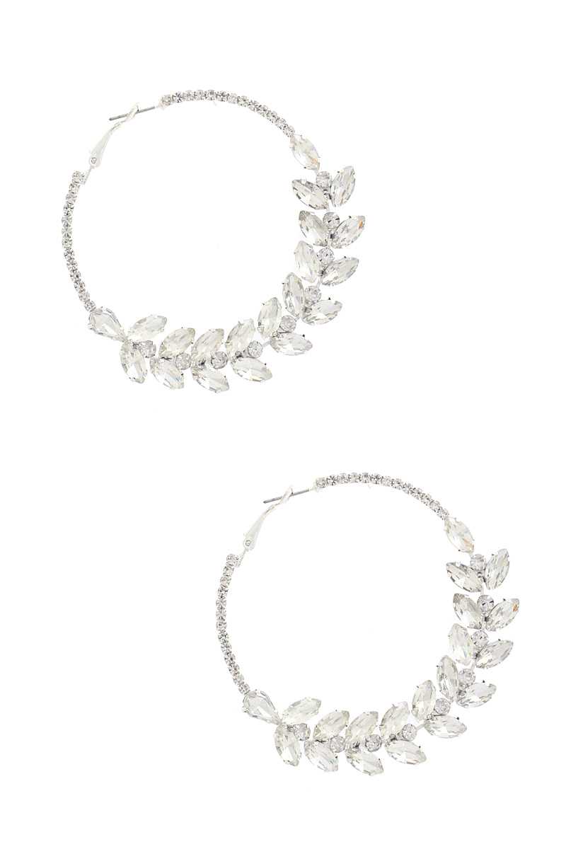 Marquise Shape Rhinestone Hoop Earring