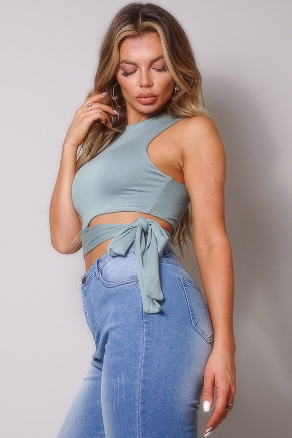 Sleeveless Cutout Side Tie Basic Top