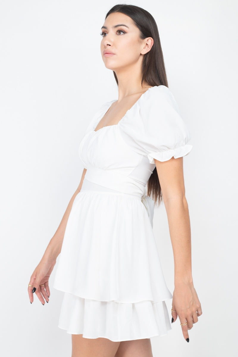 Puff Sleeves Frill Dress