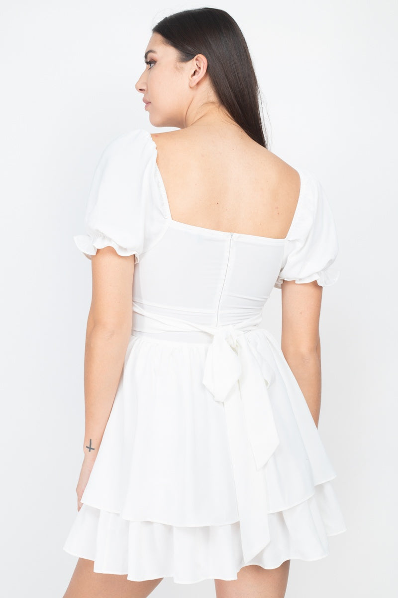 Puff Sleeves Frill Dress
