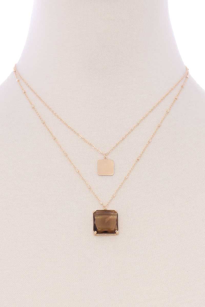 2 Layered Square Pendant Necklace