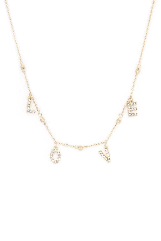 Love Rhinestone Charm Necklace