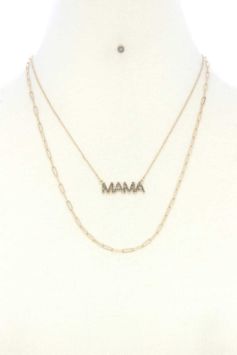 Mama Quote Oval Link Layer Necklace