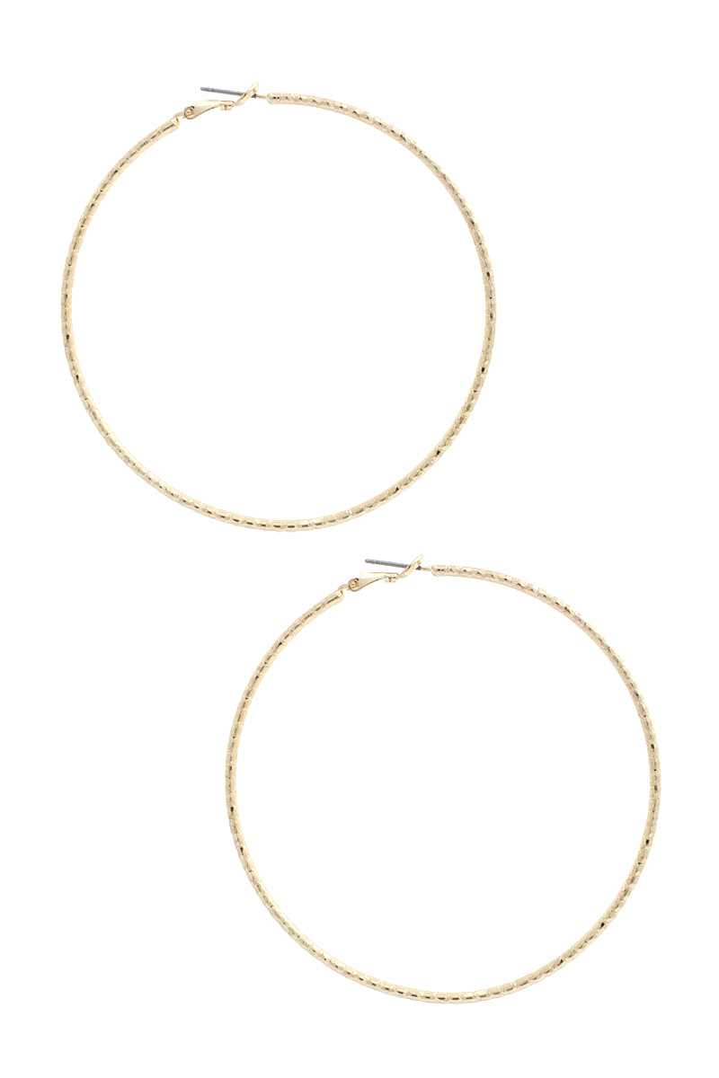 Lined Metal Hoop Earring